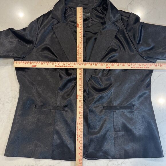 G Giuliana Black Label Plus Sz 2x Satin Blazer Ruched 3/4 Sleeves Dressy Jacket - Picture 5 of 8
